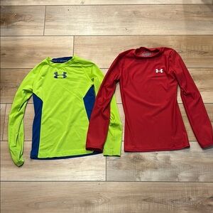 Under Armour Red and Green Long Sleeve Shirts